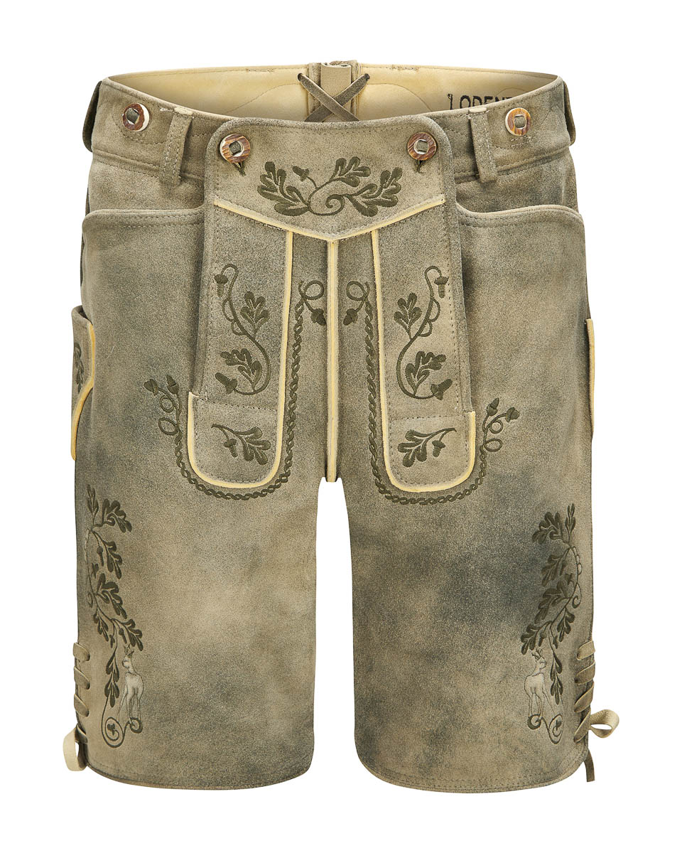 Wiesnlederhose aus Ziegenleder von LODENFREY in Braun.