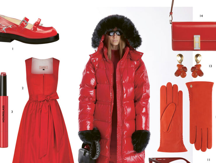 Mode und Accessoires in leuchtendem Signalrot