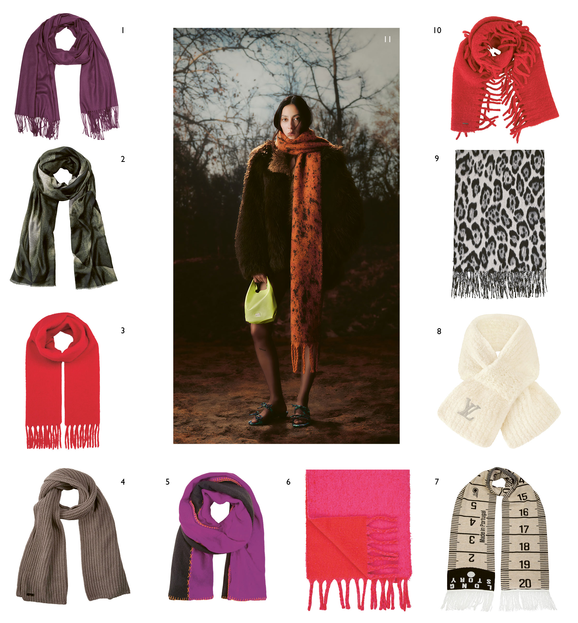 schals-winter-fashion-trends-style-upgrade Trendige Schals in verschiedenen Materialien und Farben als stilvolle Winter-Accessoires zu Mäntel-Looks kombiniert