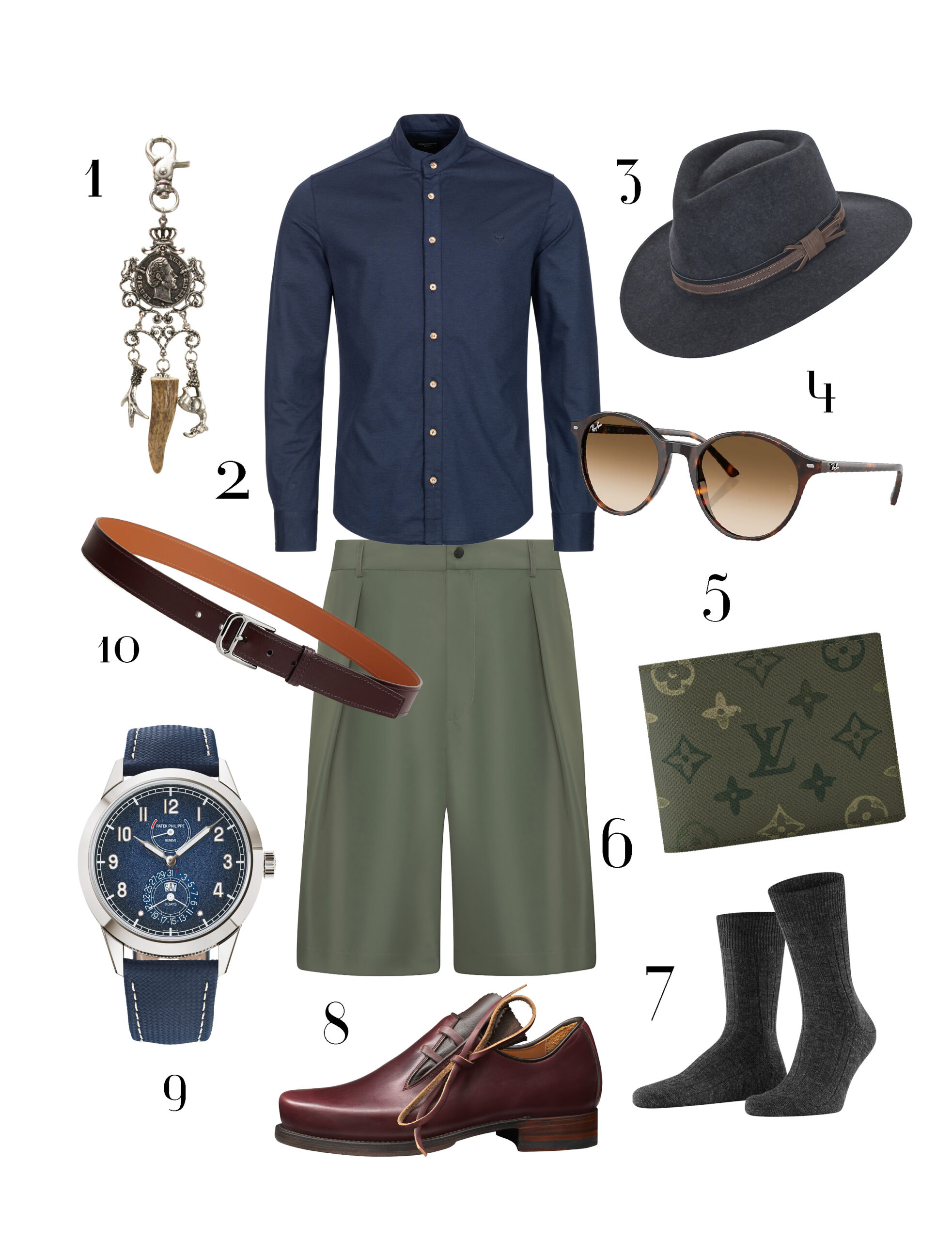 Moderner Herren-Trachtenlook mit Hermès Gürtel, Patek Philippe Uhr und Haferlschuhen im urbanen Alpenstil
