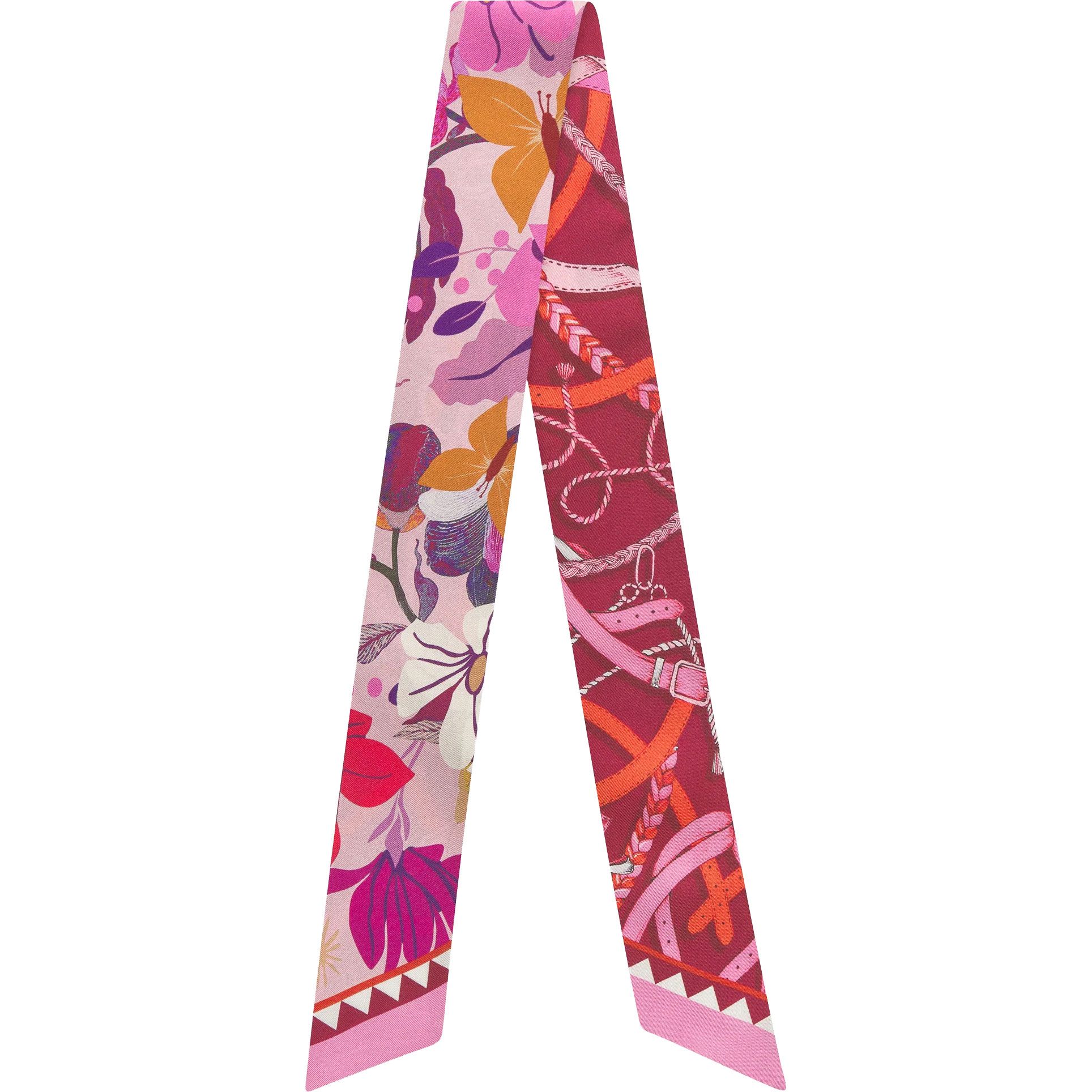 Schmaler Seiden-Twilly mit pink-orangefarbenem Muster von Codello.