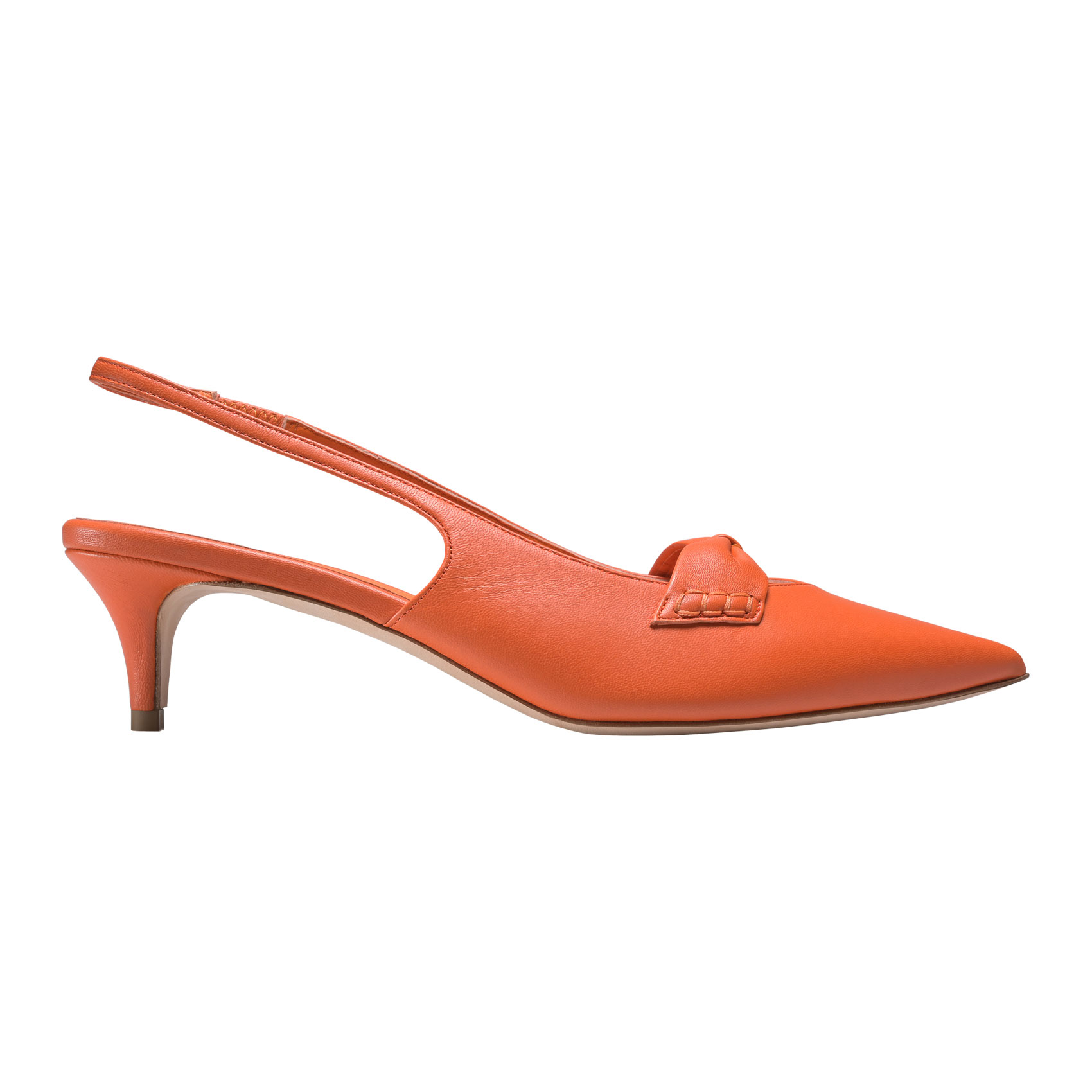 Apricotfarbene Slingback-Pumps aus Nappaleder von Unützer.
