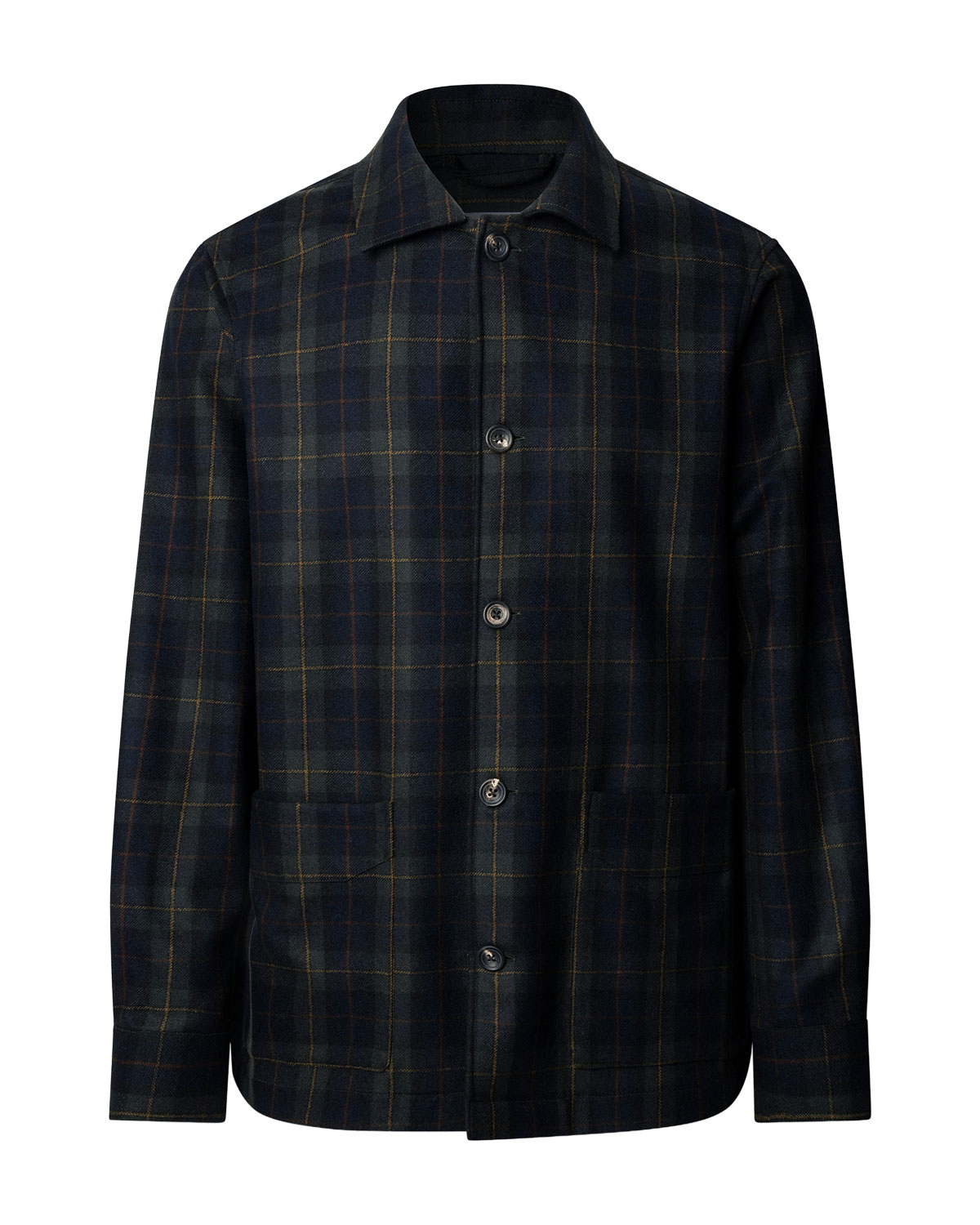Hackett London – Überhemd mit Blackwatch-Karo Überhemd von Hackett London mit dunkelgrünem Blackwatch-Karo